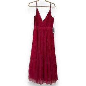 EXPRESS women’s size 10 fit and flare midi dress v-neck adjustable straps zips